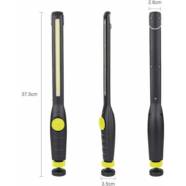 USB-oppladbart arbeidslys COB inspeksjonslampe lommelykt med magnetbase og hengekrok for DIY, hjem, arbeid, fiske, fotturer, camping