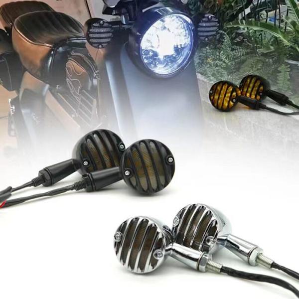 Motorcykel Retro Retrofit LED Stängsel Blinkers Aluminiumlegering Blinkers Prompt för , Plätering