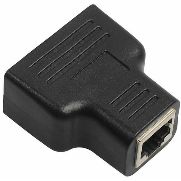 Rj45 Splitter Adapter 1 til 2 Port Hun til Hun Internet Forlængernetværkskonnektorer Understøtter Cat5 Cat5e Cat6 Cat6e Cat7 Ethernet-kabel, Sort