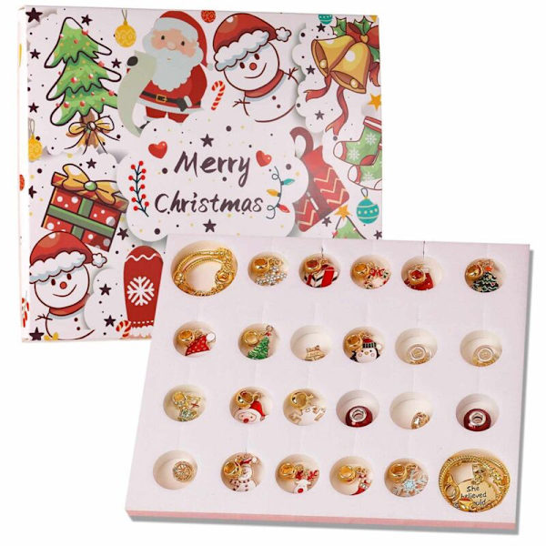 Julekalender, Piger Jule 24 Dage Nedtællingskalender DIY Charm Armbånd Blind Box, 22 Charm Perler,A
