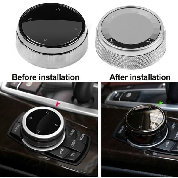 Center Console Multimedia Control Knob Keramisk Trim Cover Sort Til- 5 Knapper Bil Styling