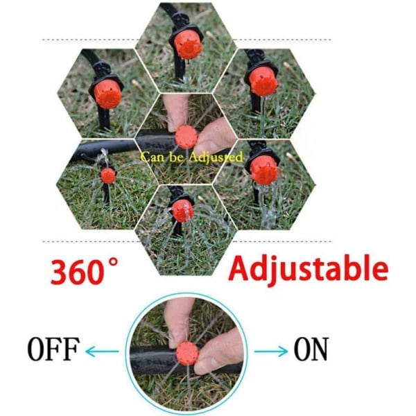 Irrigasjonsdryppere, 100 stk 4 mm justerbare vannsprinklere Dryppvanningssystemsett Mikrostrømsdrypphode Vanningståkedyser-