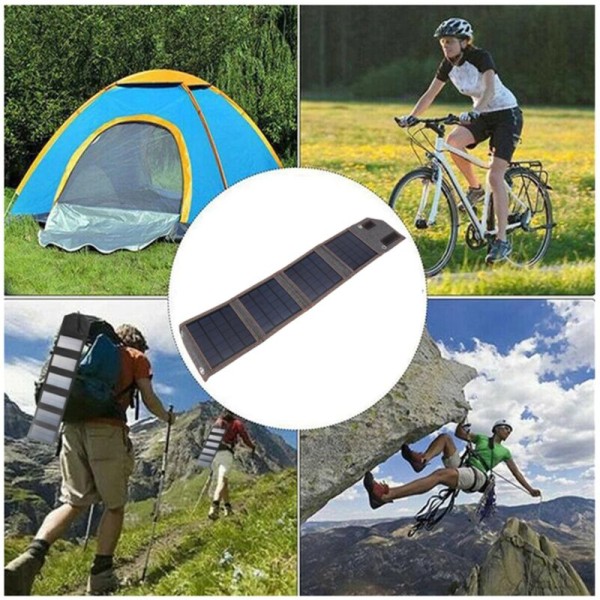 8W bærbar solcellelader utendørs camping fotturer sammenleggbar solposelader USB 5V solcellelader