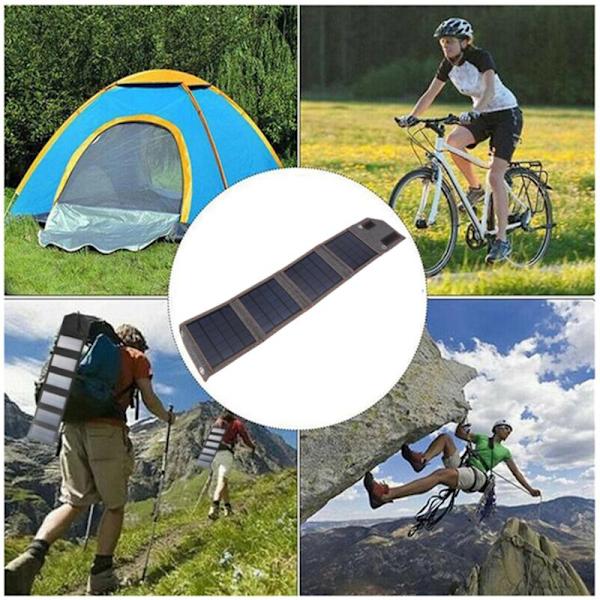 8W Bärbar Solcellsladdare Utomhus Camping Vandring Fällbar Solväska Laddare USB 5V Solpanel Laddare