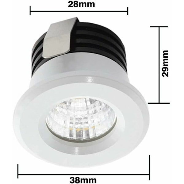 Mini Varmt Hvid 3W Indbyggede LED-Spots - Sæt af 4 - Til Vitriner og Nummerpladebelysning