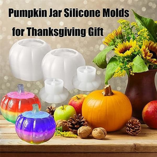(2 stk.) Græskar Potteforme, Resin Potteforme, Silikone Græskarforme til Epoxy Resin Thanksgiving Gave