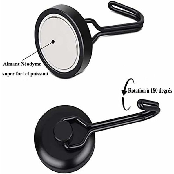 Tehokas Magneeti Koukku 14 kg 20D Magneettinen Koukku Jääkaappi Musta Neodyymi Kääntyvä Magneeti Magneettinen Koukku Magneettiset Koukut Keittiön Käsipyyhkeiden Lautaan 6kpl