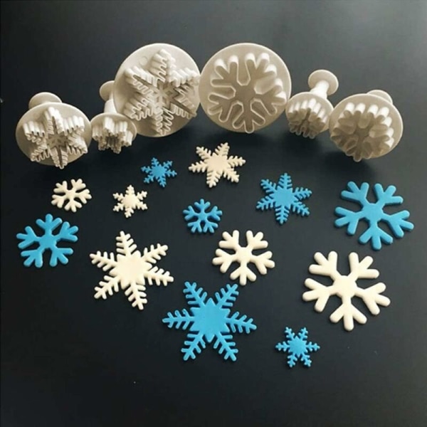 Snöflinga kakmodellering verktyg plast kakformar vita snöflinga kakformar snöflingor jul tårta dekorera bakning klistra in stämplar modellering