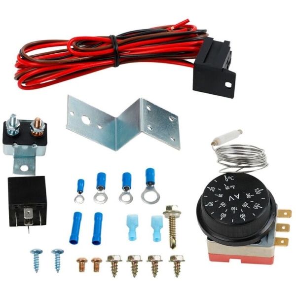 12V Elektrisk Kylare Fläkt Termostat Controller Kit Kylfläkt Kablage Relä Kabel Kit för Bil Lastbil