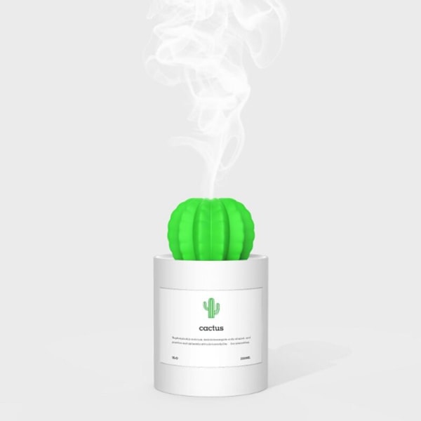 USB Luftfuktare Aromaterapi Diffuser Timer Kaktus 280Ml Mini Mist Maker med Nattlampa Ljusgrå