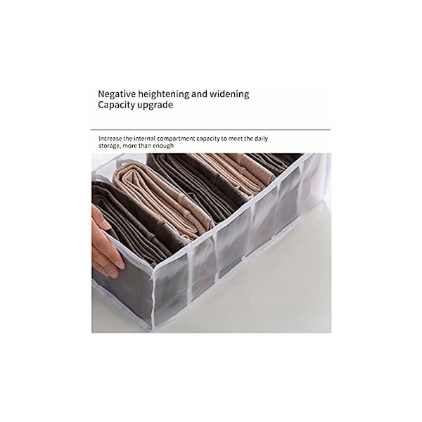 Anden Opbevaring Foldbar Skuffe Organizer, Rum Opbevaringsboks, Til Jeans, Varme Vinterbukser, Kvadratisk, Skuffe, Skab (17x25x32cm, Hvid)