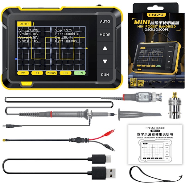 DSO152 Mini Digital Oscilloskop 2.5MSa/s Analog Bandbredd 200KHz, 800 VPP med PWM-utgång