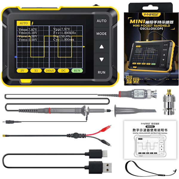 DSO152 Mini Digital Oscilloskop 2.5MSa/s Analog Båndbredde 200KHz, 800 VPP med PWM-utgang