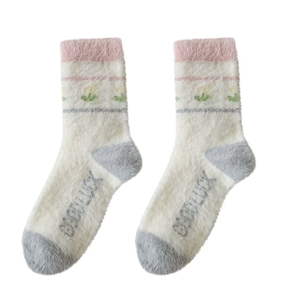 Talvisukat luistamattomat lattiasukat simpukkakuvioiset sukat painettu printed koralli minkki samettisukat