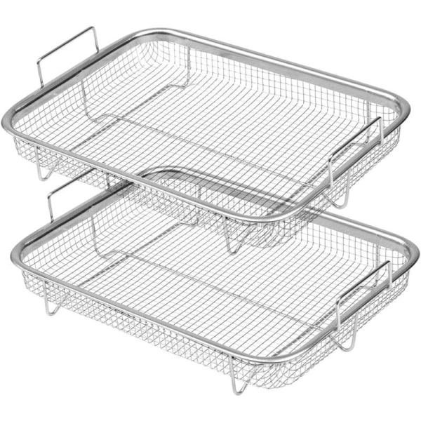 Luftfritöskorg för ugn, grillkorg i rostfritt stål, non-stick-korg, luftfritösbricka, stekgaller
