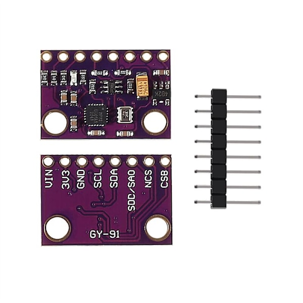 2 st MPU9250 BMP280 SPI IIC/I2C 10DOF Accelerometer Gyroskop Kompass 9-axlig Sensormodul GY-91