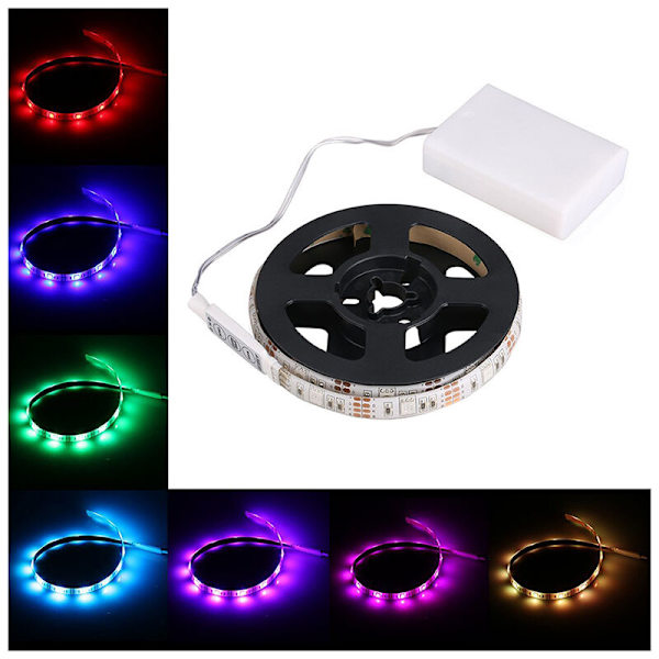 Rgb Fleksibel LED Lysstrim Vandtæt Ip65 15Leds Dc5V Med Batteridrevet Controller, Led Strimmel, Lysstrimler Til Tv-skab Aktiviteter Dekoration