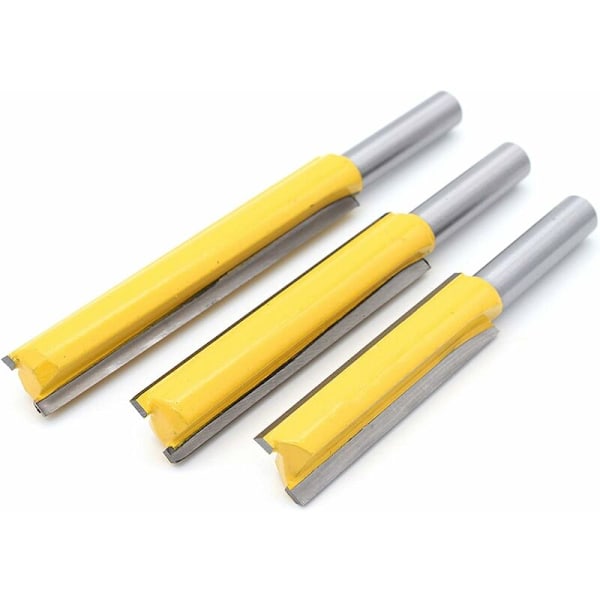 3 stk. 8mm Skaft Ekstra Lange Senkefræsere, Træbearbejdningsfræser Ekstra Lang Fræser Lige Endefræser 8mmx1/2\"x50.8mm, 8mmx1/2\"x63mm, 8mmx1/2\"x76mm