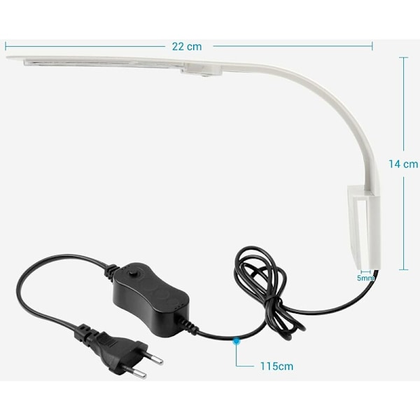Ultraohut LED-valo pienille akvaarioille, Mini-akvaarion kiinnike lamppu 24 LEDillä valkoinen ja sininen valo 30-40 cm akvaarioon, 10W (valkoinen)