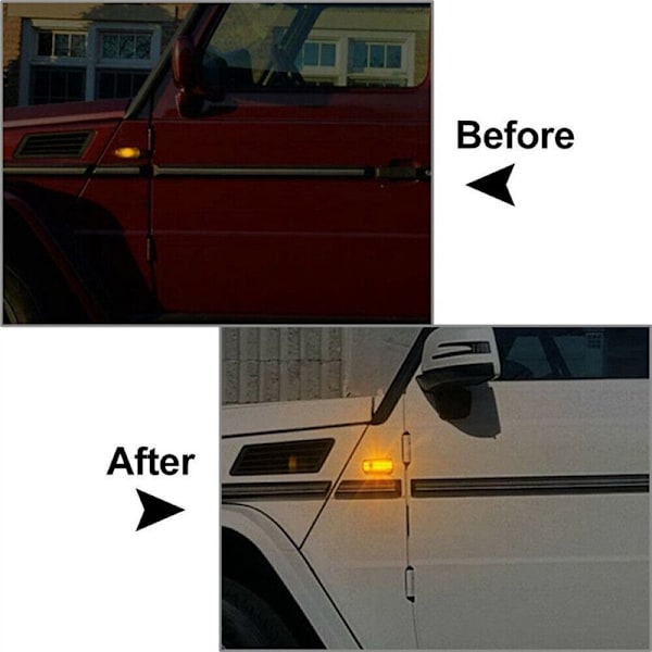 2 st LED dynamiska sidomarkeringsljus blinkers för W460 W461 W463 G500 G550 G55 G65 transparent