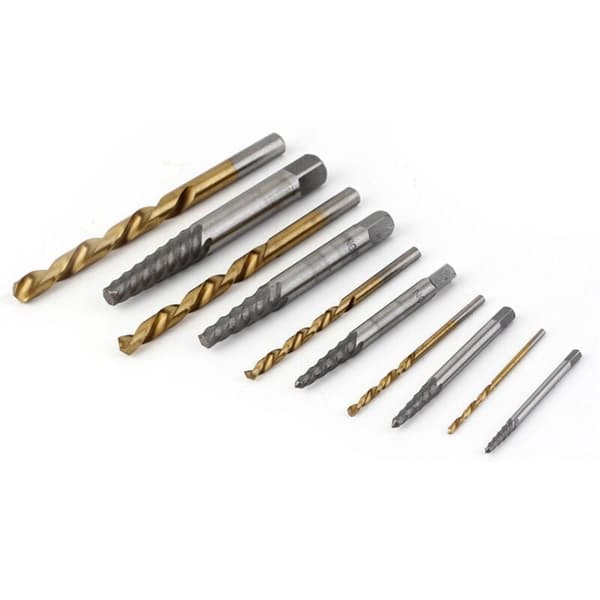 Tumutuklas ng Inch Drill Bit Extractor Assembly Set para sa Bolt Removal, 10Pcs Set, Screw Extractor Assembly Set