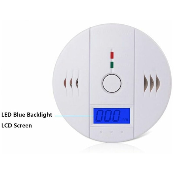 Kulmonoxiddetektor - 85dB alarm, uafhængig sirene, CO-forgiftningsalarm