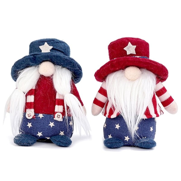 Patriotiska veterandagen Tomte Gnome Star Dekorationer Handgjorda plyschdockor 4 juli bondgård Dekorationer