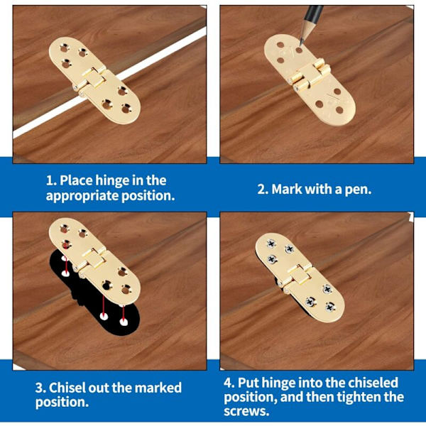 4 stk Heavy Duty Folding Table Hinges Sinkronlegering Flip Top Hinge for Sewing Machine Hinge (3.1x1.2inch)
