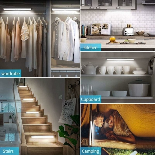 40 LED Klesslys, Trådløs, USB-oppladbar, Magnet, Bevegelsessensor, 4 Lysmoduser, Bærbar. Klesslys, Nødlys, Barnelys