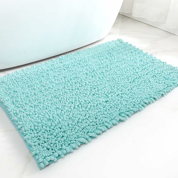 Liukumaton kylpymatto, Chenille pehmeä mikrokuitu kylpyhuoneen matto konepesu, vedenimevä kylpymatto mukava lattiamatot - Turkoosi, 40 x 60cm