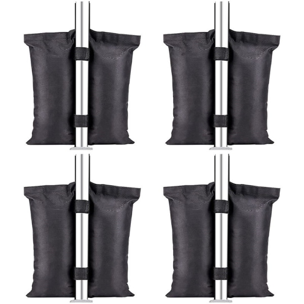 4 stk. sandtasker, dobbeltsyede pavillonssand, benpose til pop-up tagtelt, udendørs pavillon, havemøbler, sort (4 25LBS)