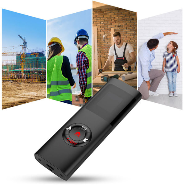 Laseravståndsmätare 40m, Bärbar Digital Laseravståndsmätning Yta Volym/Pythagoras Funktion/IP54/LCD-Bakgrundsbelysning/Laddningsbar