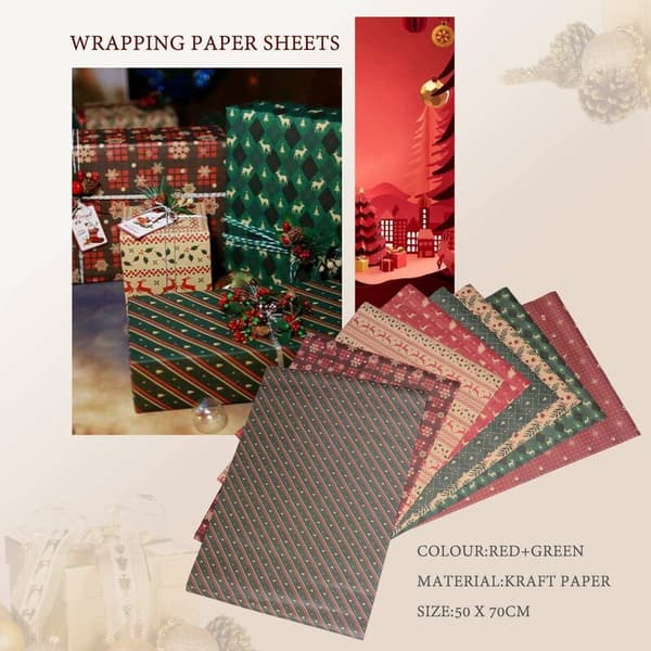 Inslagningpapper, för julklappar och födelsedagsfester, 8-pack inslagningpapper