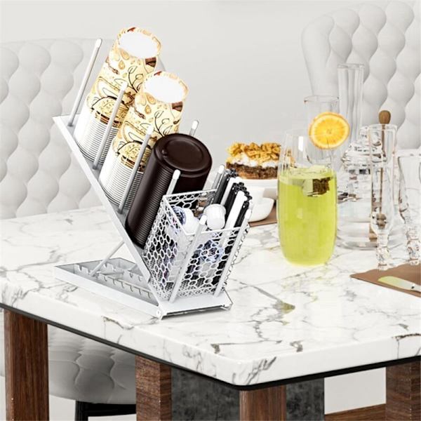 Kaffekopholder til Pauserum, Køkkenbord, Højden Justerbar, 4 Rum, Låg Organizer Opbevaring Bar B