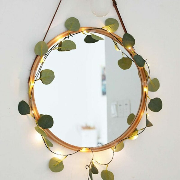Eukalyptus Rattan Ljuskedja, Juldekoration, LED Växtljuskedja för Trädgård, Gräsmatta, Hem, Uteplats, Bröllopsfest Dekoration USB (5m, 50 lampor