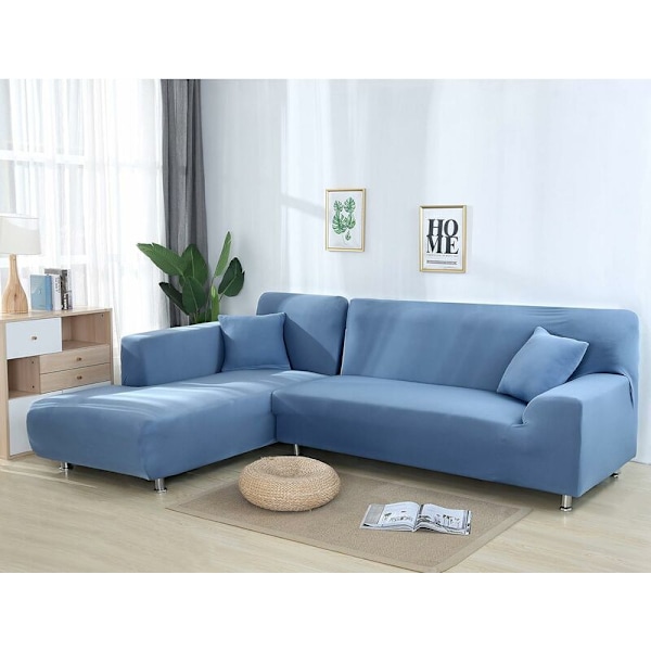 Stretch Sofa Trekk Hjørnesofa Trekk Polyester Trekk Stretch L-Formet Sofa Trekk + 2 stk Putetrekk()