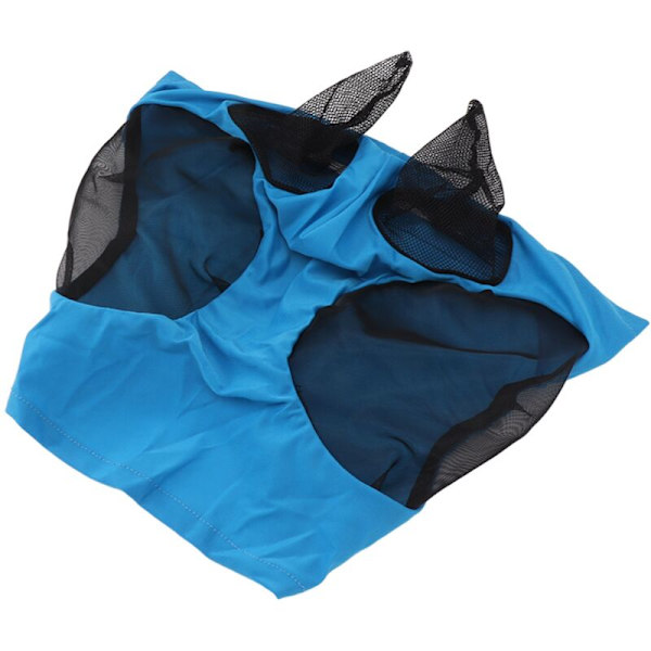 Heste Net Fly Mask Åndbar Elastisk Hestemaske med Ørebeskyttelse Rideudstyr Blå