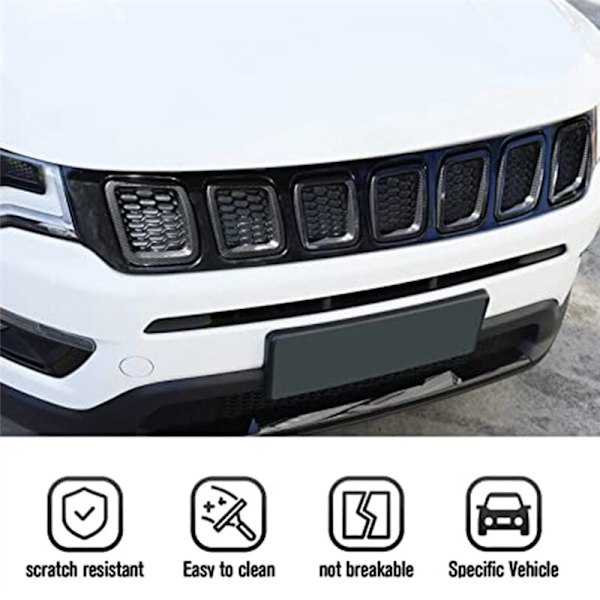 Bil Sort Front Grill Mesh Indsættelse Ringe Dækker Trim Kit til Compass MP 2017 2018 2019 2020