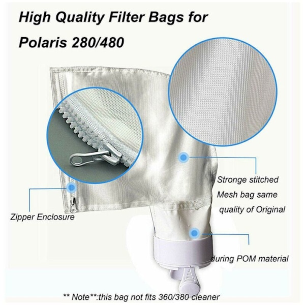 Vaihtopussi, yhteensopiva Polaris 280 480 robotti-altaiden pohjanpuhdistajan K13 K16 kanssa, useita nylon-vetoketjupusseja