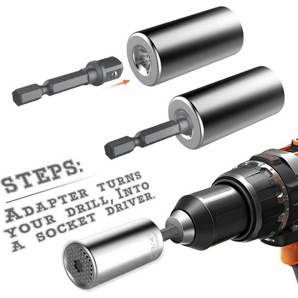 Universal Socket 4Pcs - Universal Socket Wrench 7-19mm, Høj Kvalitet Chrome Vanadium, Multifunktionel Håndværktøj Nøgleadapter Boremaskine Reparationsværktøj Fit