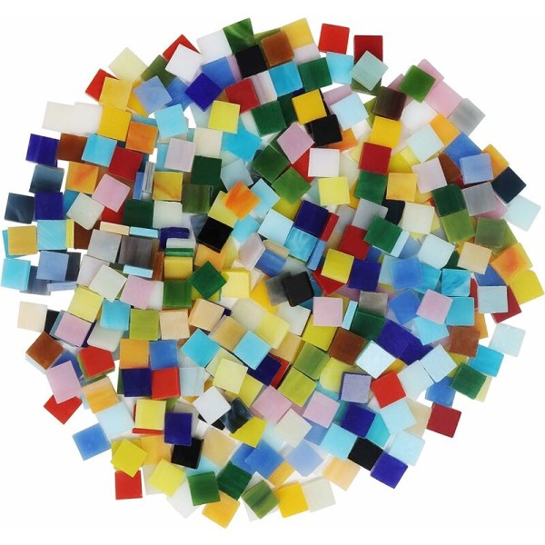 Creative Leisure Mosaic laatat (600 kpl / 400g) - 1 x 1 cm - valikoima lasimosaiikkilaattoja sisustukseen, kehyksiä, kukkaruukkuja, peilejä, C