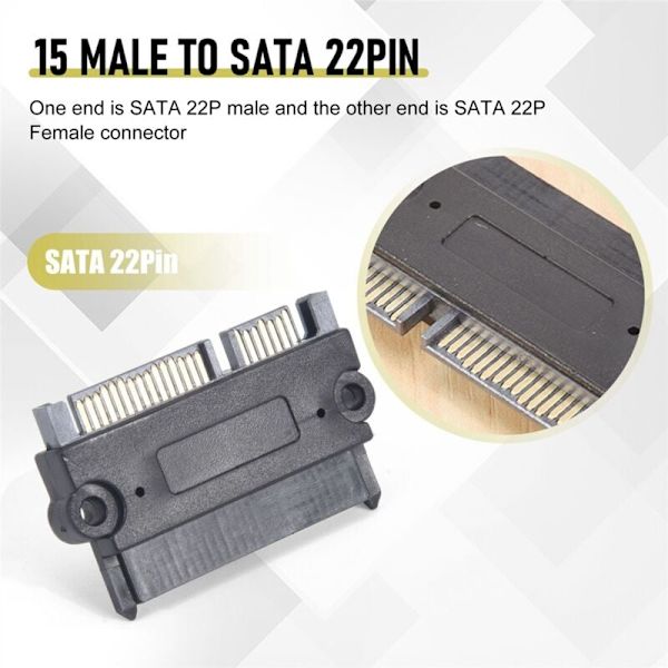 SATA 22P 7+15 Han til SATA 22Pin Konverter Adapter