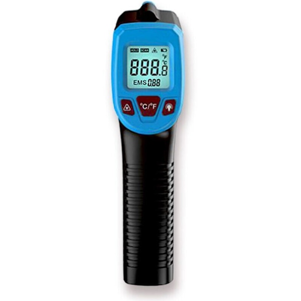 Infrarødt termometer, kontaktløs digital laser temperaturpistol 58 °F til 1112 °F ( 50 °C til 600 °C) med LCD-skjerm, blå, blå