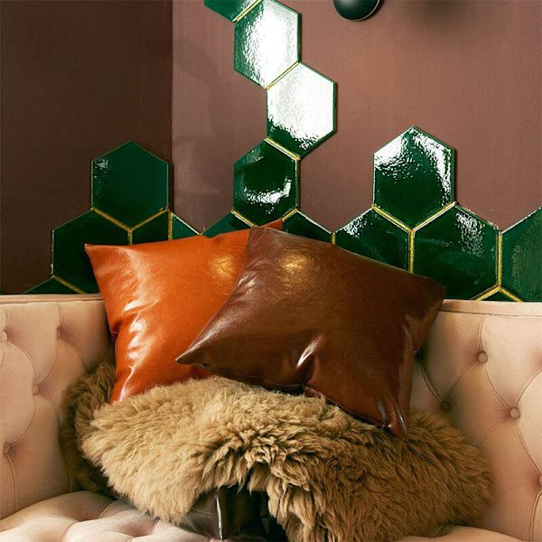 Set med 2 pynteputer i kunstskinn - brune moderne putetrekk kun for sofa seng hjemmeinnredning 18 x 18 tommer putetrekk 2-pakning