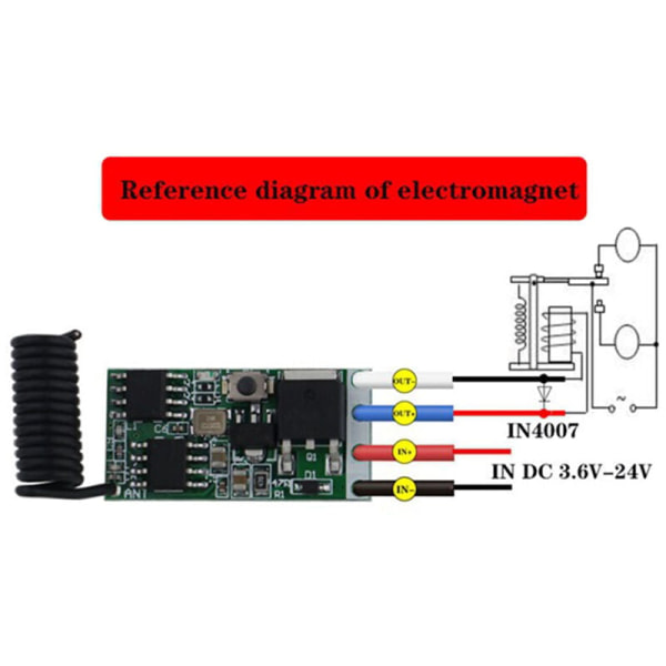 RF-kaukosäädin 433Mhz relevastaanotin DC 3.6V 6V 12V 1CH moduuli LED-lampulle DIY