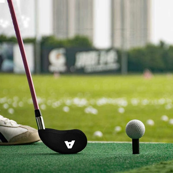 10 kpl golf-rautapäällisiä numeroilla ja kirjaimilla musta-