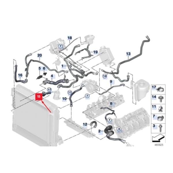 17127589632 Kjølevæske Radiator Slange for X5 X6 E39 E38