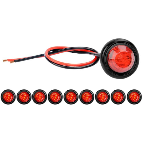 10 stk. 3/4 tommer runde LED sidemarkørlys lastbil position til RV bil bus trailer campingvogn