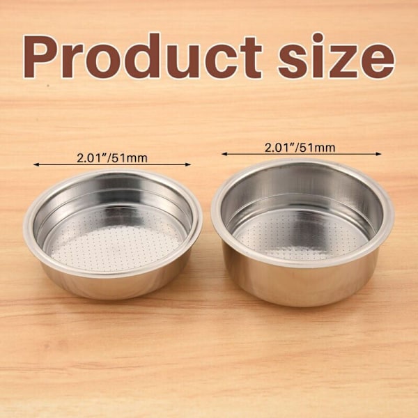 2 stk. 51 mm rustfrit stål kaffemaskine trykfilterkurv pulverkurv kaffebottomfilterholder filter