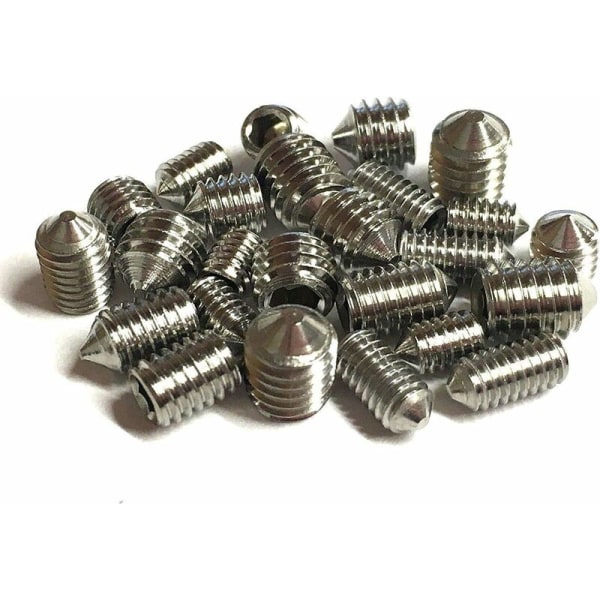 Pakke med 16 koniske spids skruer 5mm længde, forskellige metriske gevind, M3, M4, M5 og M6. A2 Grade Rustfrit Stål Hexagon Spids Skrue Sæt